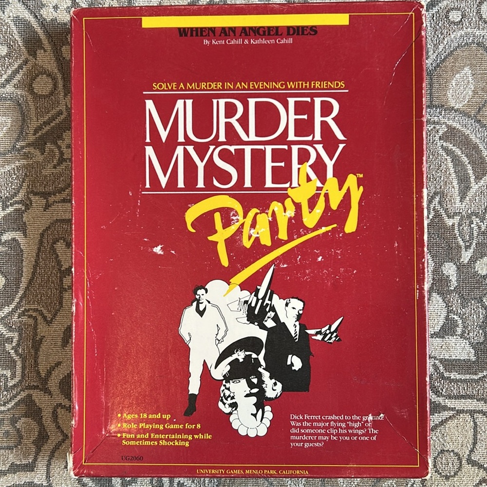 4/$20 Murder Mystery Party - When An Angel Dies. Vintage 1986. Complete. 18+